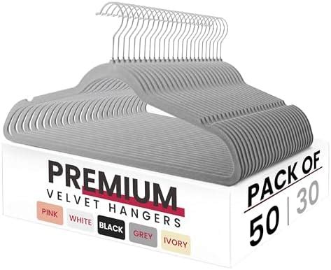 Amazon LUX Decor Grey Velvet Hangers 50 Pack Premium Non Slip