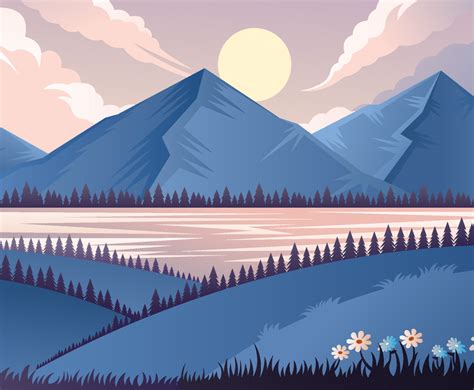 Nature Landscape Flat Design Background Vector Art & Graphics | freevector.com