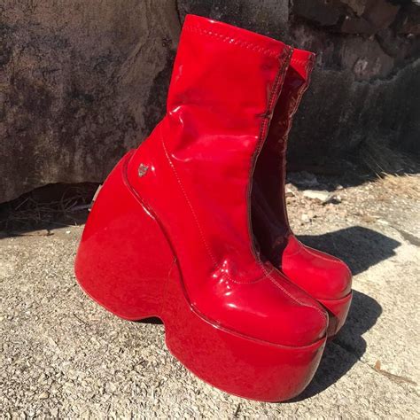 Naked Wolfe Mayhem Red PVC Boots In A Size Womens Depop