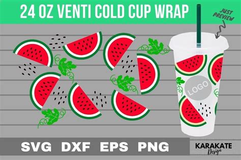 Big Watermelon 24oz Venti Hold Wrap Graphic By KARAKATE Creative Fabrica