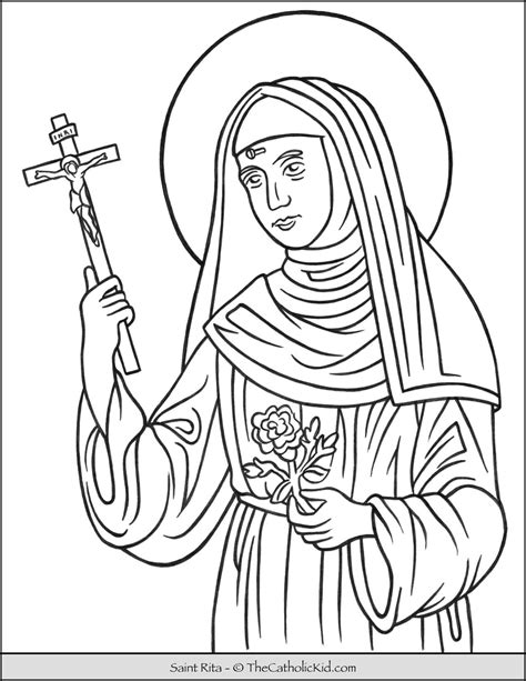 Saint Rita Coloring Page Thecatholickid Santa Rita Catholic