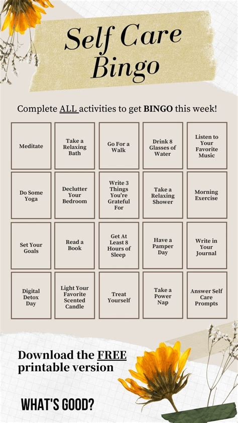 Self Care Bingo 2024 10 Free Printable Cards