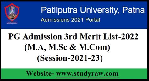 Ppu Pg Admission 3rd Merit List 2022 Ma Msc Mcom Download