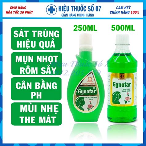 Dung dịch vệ sinh phụ nữ Gynofar nước rửa phụ khoa chai 250ml và 500ml