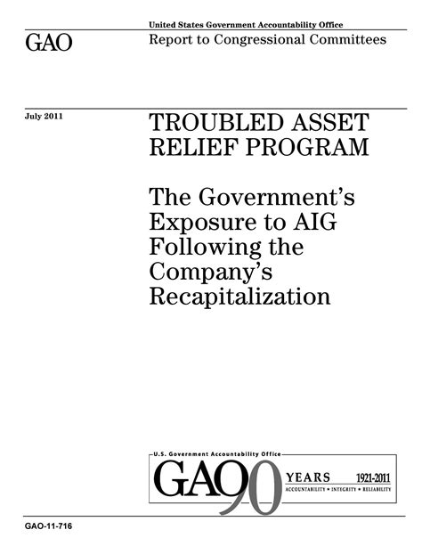 Troubled Asset Relief Program The Governments Exposure To Aig