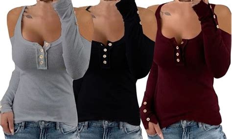 Leo Rosi Womens Cold Shoulder Sheila Top Plus Sizes Available Groupon