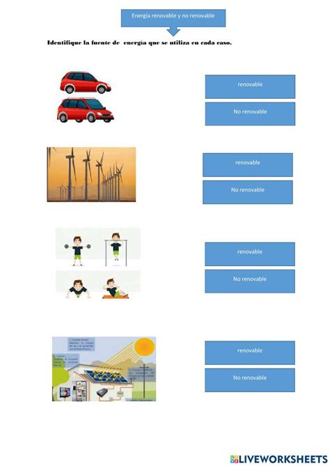 Energía Renovable Y No Renovable Online Worksheet Live Worksheets