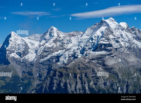 Mountain Panorama View From Schilthorn To Eiger Jungfrau And Moench