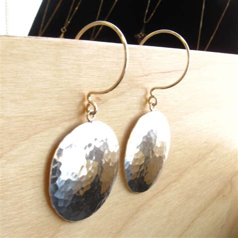 Sterling Silver Handmade Hammered Disc Earrings Silver Circle Etsy