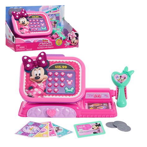 Disney Junior Minnie Mouse Bowtique Cash Register with Sounds, Dress Up and Pretend Play, Kids ...