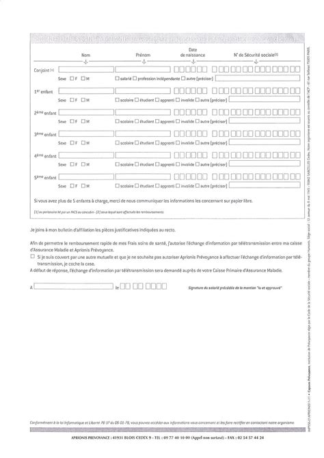 BULLETIN INDIVIDUEL D AFFILIATION DE FRAIS DE SANTÉ CCN 66