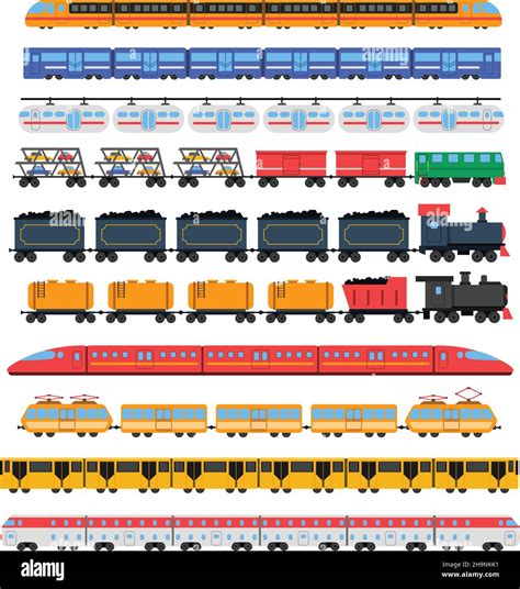 Train Icons Set With Passenger And Cargo Transport Isolated Vector