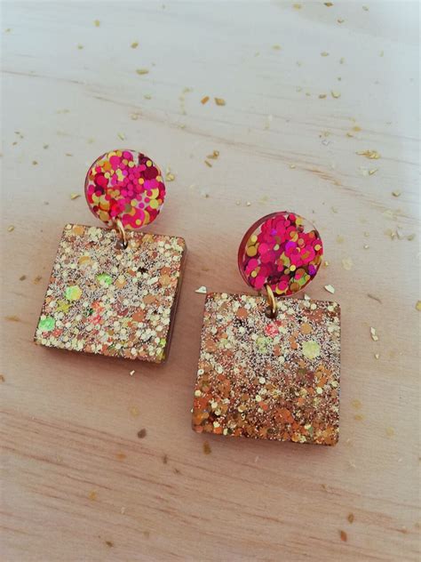 Harz Glitter Ohrringe Sommer Etsy De