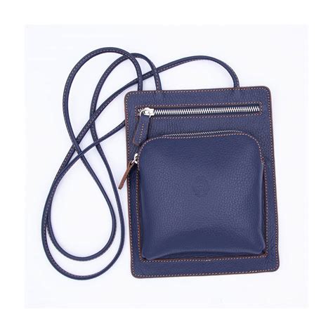 Pochette Plate En Cuir Poches Navy Noisette Aallard De Meg Ve