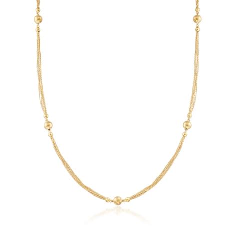 14kt Yellow Gold Multi Strand Chain Necklace With Bead Stations Ross