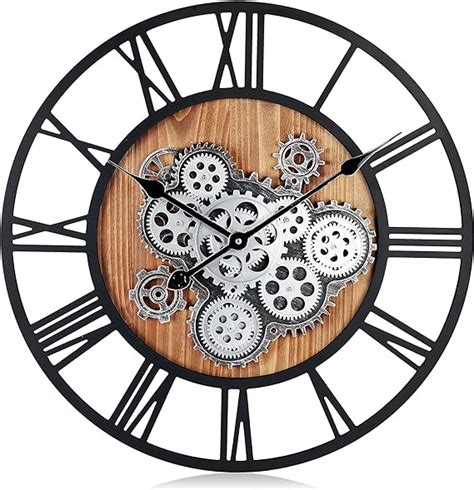 Amazon Lafocuse Inch Black Moving Gear Wall Clock Large