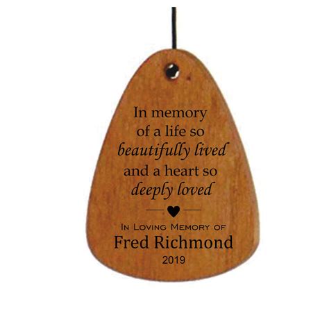 Memorial Wind Chime With Free Personalization Fire Wood Creations