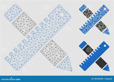 Design Tool Vektor Mesh Network Model Und Dreieck Mosaik Ikone Vektor