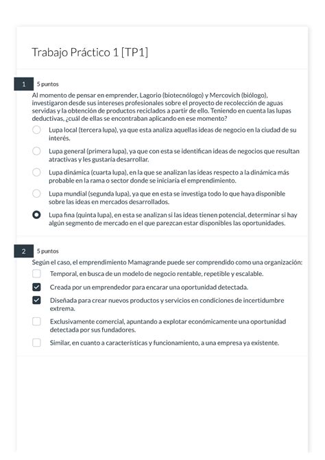 Desarrollo Emprendedor Trabajo Pr Ctico Tp Puntos Al