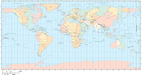 World Map With Time Zones Adobe Illustrator Vector Format