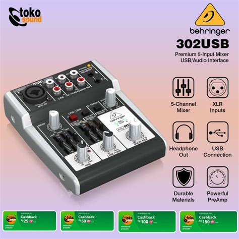 Jual Behringer Xenyx 302USB 302 USB Mixer 5 Input With Multi FX