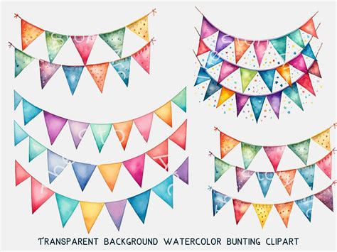 Bunting Clipart 23 Bunting Flags Watercolor Clipart Bunting Banner