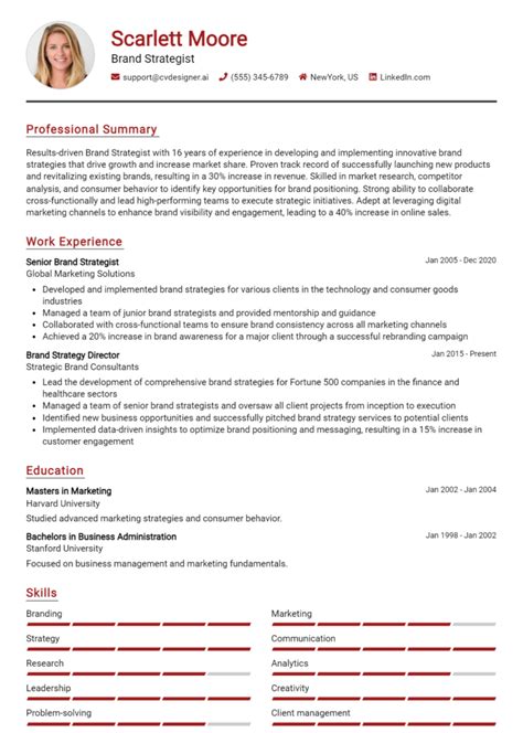 Brand Strategist Resume Example For Best Writing Tips Cvdesigner Ai