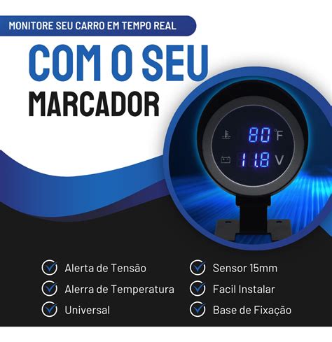 Volt Metro Marcador De Temperatura Automotivo Universal Blutu