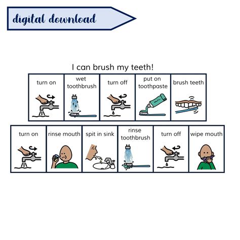 Printable BRUSHING TEETH Visual Schedule Picture Sequence - Etsy