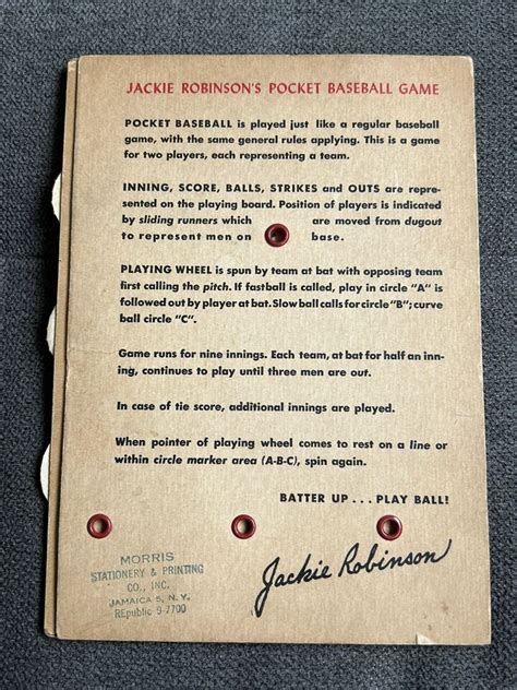 Jackie Robinson S Pocket Baseball Game Brooklyn Dodgers Legend