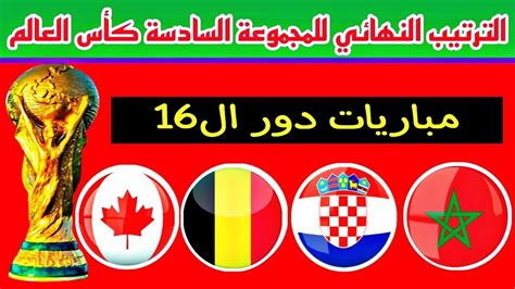 الترتيب النهائي للمجموعة السادسة كأس العالم 2022منتخب المغرب يضرب