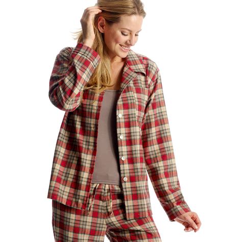 Womens Brushed Cotton Red Check Pyjamas By Pj Pan