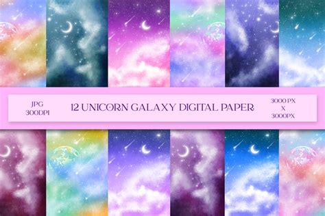 Galaxy Digital Paper Celestial Sky Pastel Nebula Paper