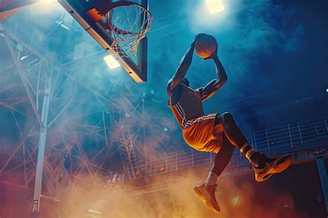 Premium Photo Intense Basketball Game With Athletic Player Executing