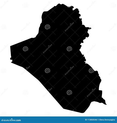 Black Silhouette Country Borders Map Of Iraq On White Background