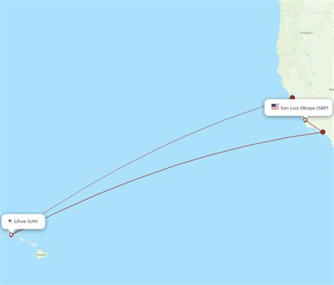 Flights From San Luis Obispo To Kauai Island Sbp To Lih Flight Routes