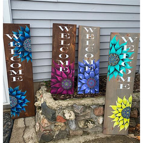 Sunflower Porch Welcome Sign 4ft Tall Outdoor Porch Leaner Etsy