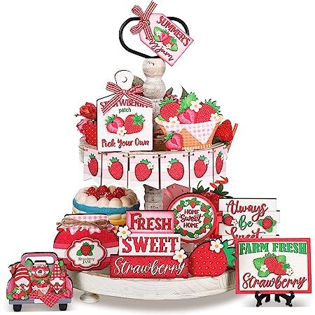 Amazon 15 Pieces Summer Tiered Tray Decor Set Farmhouse Summer