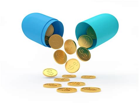 Premium Photo Gold Coins Falling From The Open Medical Capsule