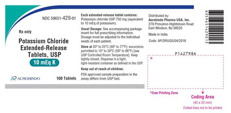 Potassium Chloride Extended Release Tablets Usp Rx Only