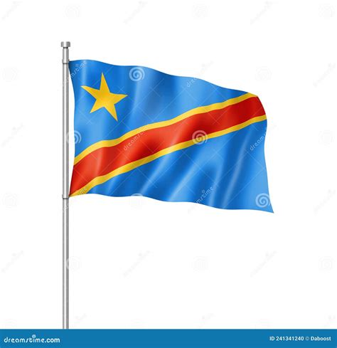 Rep Blica Democr Tica De La Bandera Del Congo Aislada En Blanco Stock