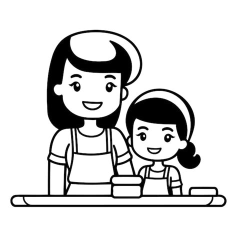 Madre E Hija Cocinando Juntos En La Cocina Ilustraci N Vectorial Al