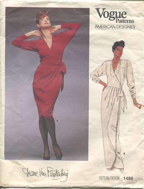 Vogue 1486 Diane Von Furstenberg Wrap Dress Tulip Hem Dvf Vintage 80s Original Sewing Pattern 10