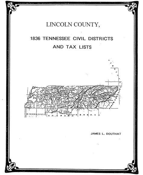 1836 Lincoln County Tennessee Civil Districts And Tax Lists Mountain