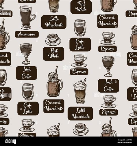 Seamless Pattern With Coffee Cups Vector Stock Vector Image Art Alamy