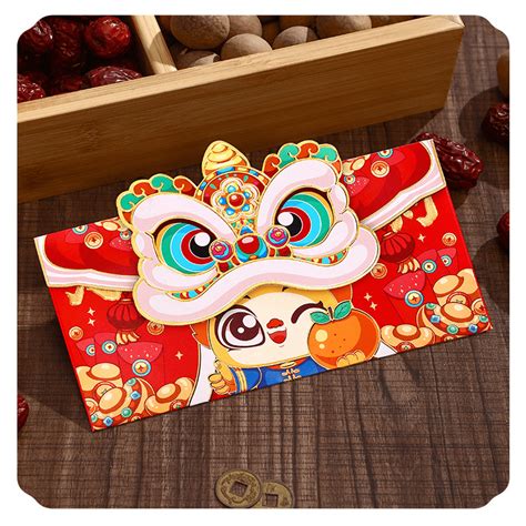 6pcs New Year Red Envelopes 2024 Chinese New Year Cartoon Dragon