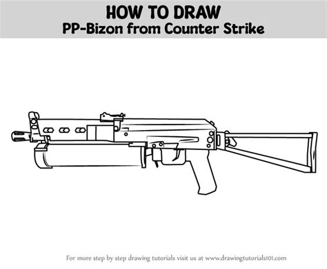 How To Draw Pp Bizon From Counter Strike Counter Strike Step By Step