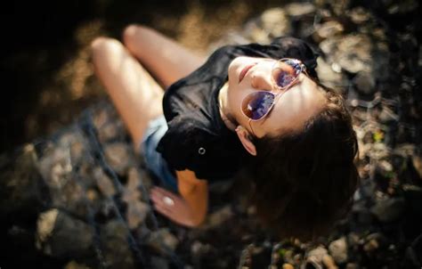 Wallpaper girl brunette glasses for mobile and desktop section девушки resolution x