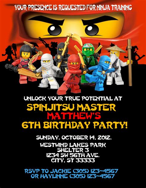 Ninjago Birthday Invitations