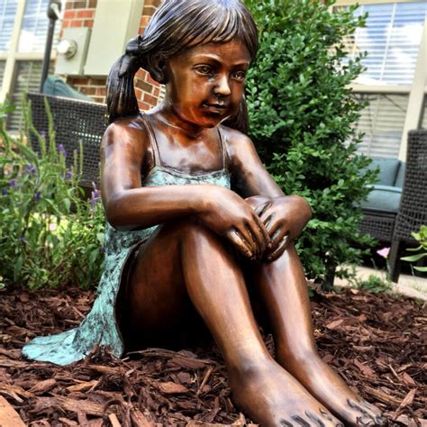 Bronze Sitting Girl In Dress Sculpture Metropolitan Galleries Inc